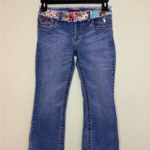 Baby Phat boho jeans junior size 11 distressed patchwork waist flare y2k